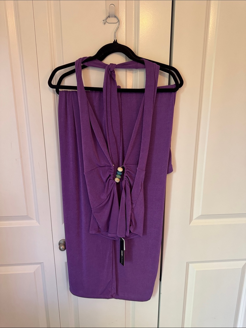 Fashion Nova Purple Halter Jumpsuit with Beaded Detail